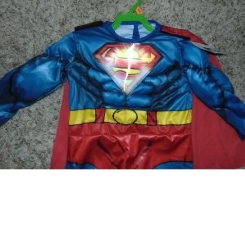 Superman Muscle Halloween Costume 3T/4T Jumpsuit & Cape DC Comics Boys Toddler